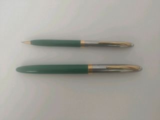 VTG SHEAFFER Snorkel Clipper Fountain Pen Set Jade Green Gold Silver 5
