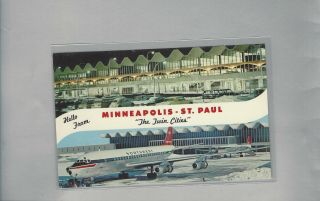 Northwest Airlines Dc - 8 At Msp - St.  Paul Metropolitan Airport Postcard