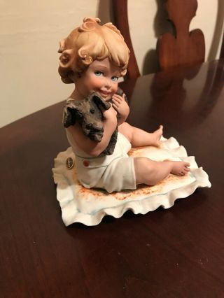 Giuseppe Armani Figurines Florence Child Puppy Dog Possession Italy