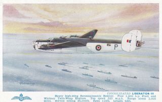 R.  A.  F.  Consolidated Liberator Iii - Art Drawn By Bannister,  Salmon No.  4898