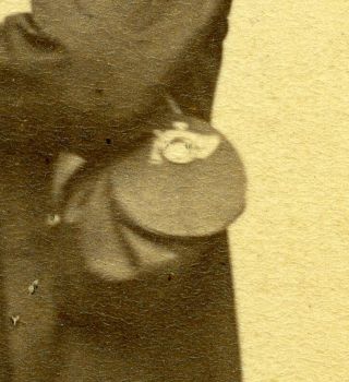 Portrait of a Young Man Holding Civil War Forage Cap with Infantry Insignia 2