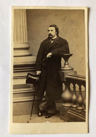 Cdv Photo Stage Actor Comedian Edwin Adams 1860s Top Hat & Cane Antique