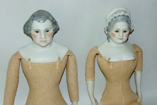 Vintage Porcelain Dolls George & Martha Washington Need Costumes Emma Clear