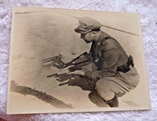 Vintage Real Photo Los Angeles Police Motor Squad Machine Gun Invention 1931