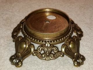 Vintage Antique Brass Finish Cast Metal Footed Table Lamp Base Part 4 " Fitter 2