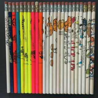 24 Rare Vtg 80’s Pencils - Atari - Pac Man - Garfield - Snoopy - Batman - Others