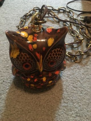 Vintage Hanging Owl Swag Light