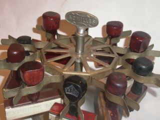 Vintage Achilles Rubber Stamps & Holder Carousel For 10 Stampers Metal Carousel
