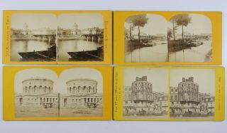4 Stereoviews Paris France Ca 1860,  Rare Albumen Photographs