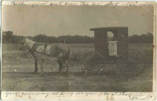 Ellinwood,  Ks Kansas 1914 Rppc Postcard,  R.  F.  D.  Mail Wagon With Package