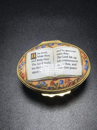 Halcyon Days Enamel Box " The Lord Bless Thee.  And Give Thee Peace "