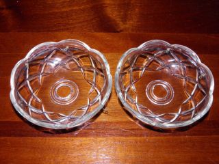 Pair Vintage,  Diamond Cut Crystal,  Clear Glass,  Scalloped,  6 Prism Lamp Bobeches