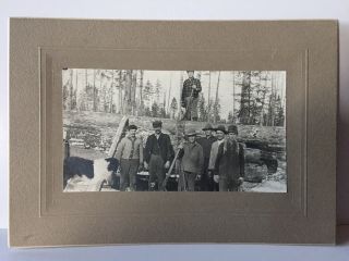 Antique Photo Cabinet Card Of A Group Of Men Logging In Montana?