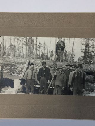 Antique Photo Cabinet Card Of A Group Of Men Logging In Montana? 3