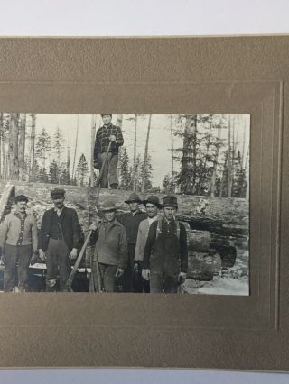 Antique Photo Cabinet Card Of A Group Of Men Logging In Montana? 4