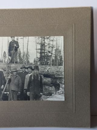 Antique Photo Cabinet Card Of A Group Of Men Logging In Montana? 5