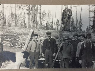Antique Photo Cabinet Card Of A Group Of Men Logging In Montana? 6