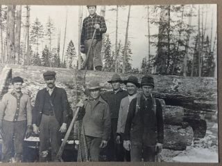 Antique Photo Cabinet Card Of A Group Of Men Logging In Montana? 7