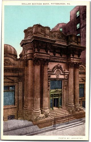 Dollar Savings Bank Pittsburgh Pa Photo By Johnston Vintage Postcard R04