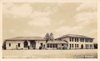 High School Crestview Florida 1950s Real Photo Rppc Postcard