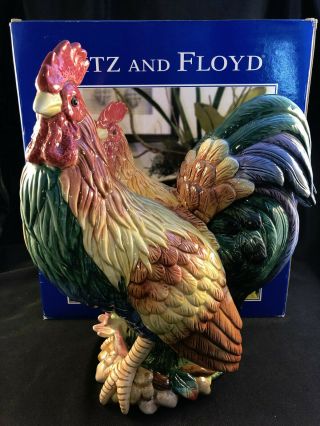 Fitz And Floyd 14 " Coq Du Village Rooster Ceramic Figurine Retired W Box