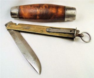Vintage P.  Holmberg Eskilstuna,  Sweden Barrel Knife Wood Handle Internal Folding