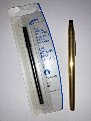 Cross 12k Gold Rolling Ball Pen With Refill Black Ink Albert A.  Remington Iii