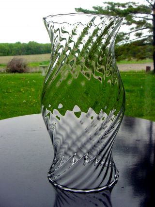 7 3/4 " Spiral Optic Art Glass Hurricane Candle Lamp Chimney Shade Globe 4 " Fitter