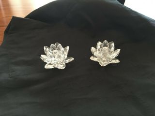 Swarovski Small Water Lily Lotus Flower Crystal (pair) Candlestick Holders