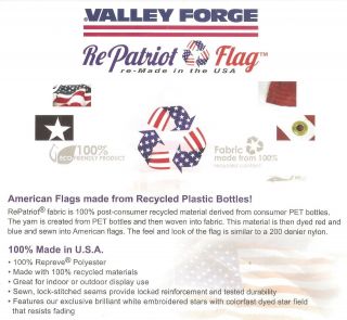 Valley Forge US American Flag 3 ' x5 ' RePATRIOT - Recycled Plastic Bottles 4