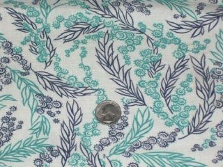 Full Vintage Feedsack: Turquoise And Deep Navy Leaves And Circle Flowers