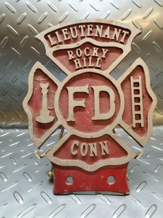 Vintage Rocky Hill Ct Fire Department Fireman Rhfd Lt License Plate Topper