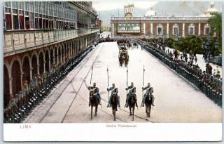 Lima,  Peru Postcard Presidential Parade Street Scene C1900s