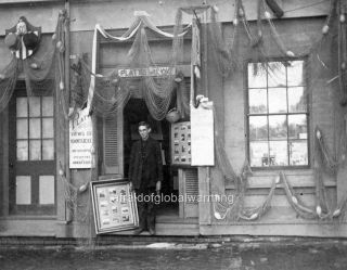 Photo.  Ca 1884.  Nantucket Island.  Photographer H.  Platt & His Store