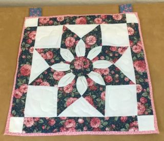 Patchwork Quilt Wall Hanging,  Star Flower,  Hand Quilted,  Floral Calico Prints