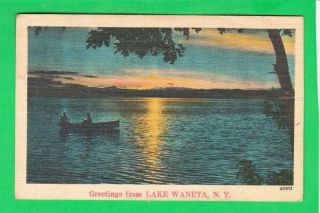 Postcard Greetings From Lake Waneta York Vintage 6966