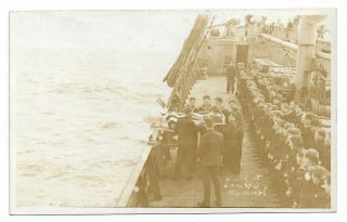 Antique Rppc Military Burial At Sea 1920s Photo Postcard Post Mortem