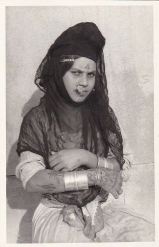Egypt Old Vintage Photographer.  Gypsy Girl With Tattoos