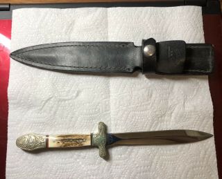 Samuel C Wragg Uc - 709 Celebrated Cutlery Stag Handle Dagger And Sheath