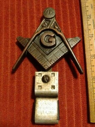 Vintage Metal Freemason Masonic License Plate Topper Auto Truck Copper? Murfin