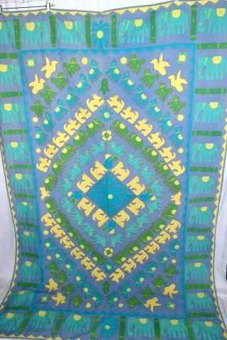 Rare April Cornell Hand Crafted India Tribal Ethnic Bedspread Coverlet Vintage