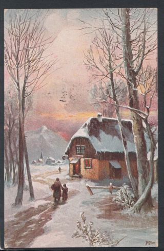 Switzerland Postcard - Winter Cottage Snow Scene T3926