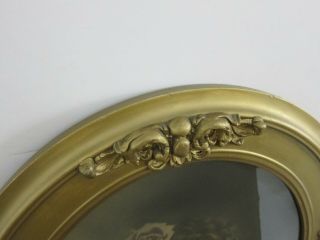 Antique Edwardian Ornate Oval Gilt Frame w/ Pastel Enhanced Portrait Photo 21x25 6