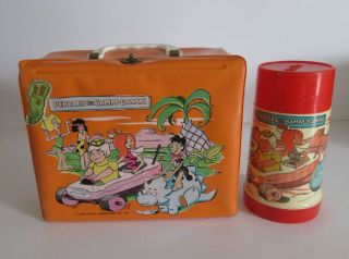 1971 Vintage Flintstones Pebbles Bamm Bamm Vinyl Lunchbox Thermos Nr Wow