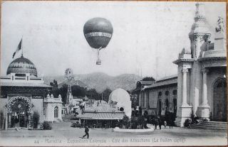 Hot Air Balloon 1907 French Aviation Postcard: Absinthe Rivoire,  Expo Coloniale