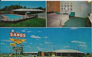 Wichita Ks " The Sands Motel " C1966 Postcard Kansas U.  S.  Ship