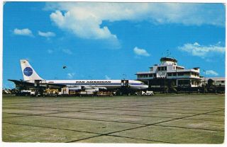 Postcard Pan Am Boeing 707 Panama Tocumen Airport Airline Airways Aviation