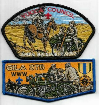 Boy Scout Oa 378 Gila Lodge Harley Davidson Flap And Yucca Council Gen Pershing