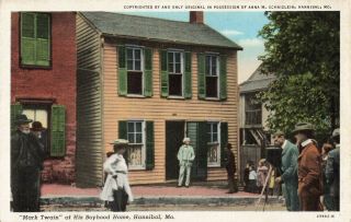Postcard Mark Twain At His Boyhood Home Hannibal Missouri