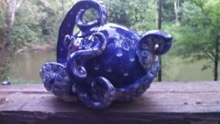 Blue Sky Clayworks Octopus Teapot Cobalt Blue